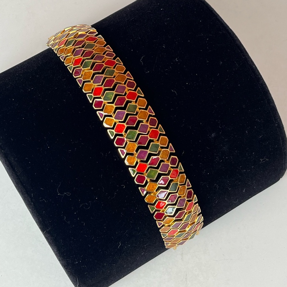 Rare Vintage Joan Rivers Signed Multicolor Enamel Bracelet